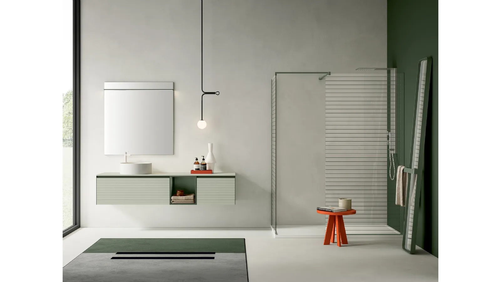 Mobile da Bagno sospeso Filo+ Horizon Quarzo opaco di Artesi