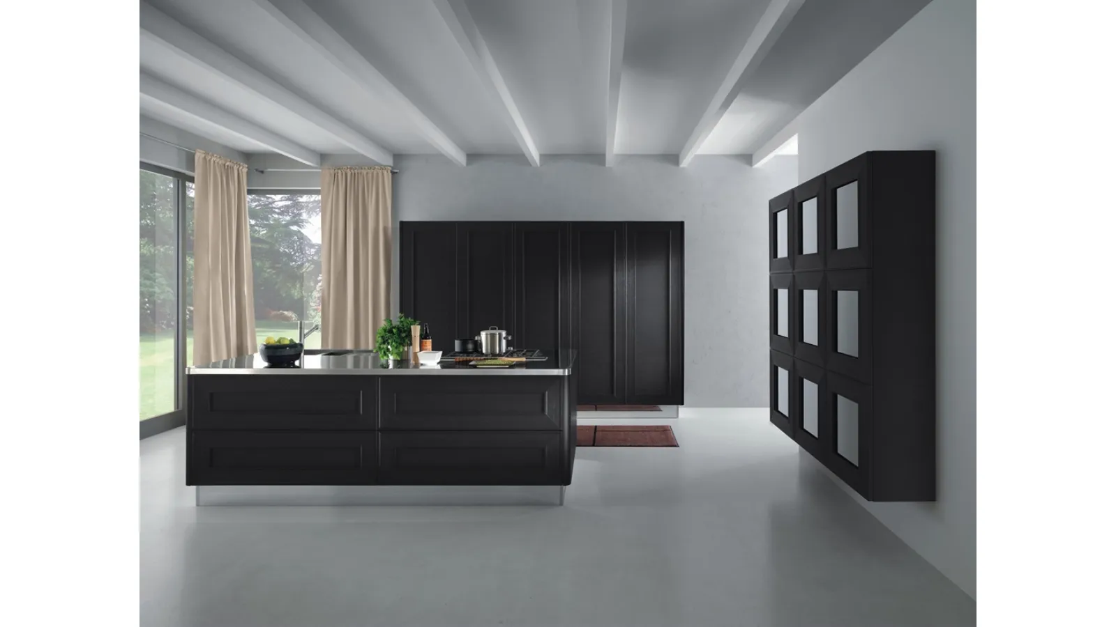 Cucina Moderna con isola Melograno Rovere Nero di Composit