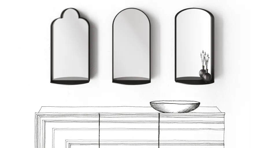 Specchio Windows con cornice in metallo di Minotti Italia
