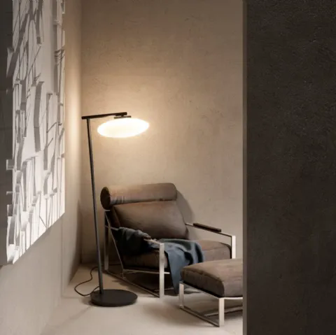 Lampada da terra in metallo con diffusore in vetro ovale Mamì 01 di PentalightLampada da terra in metallo con diffusore in vetro ovale Mamì 01 di Pentalight