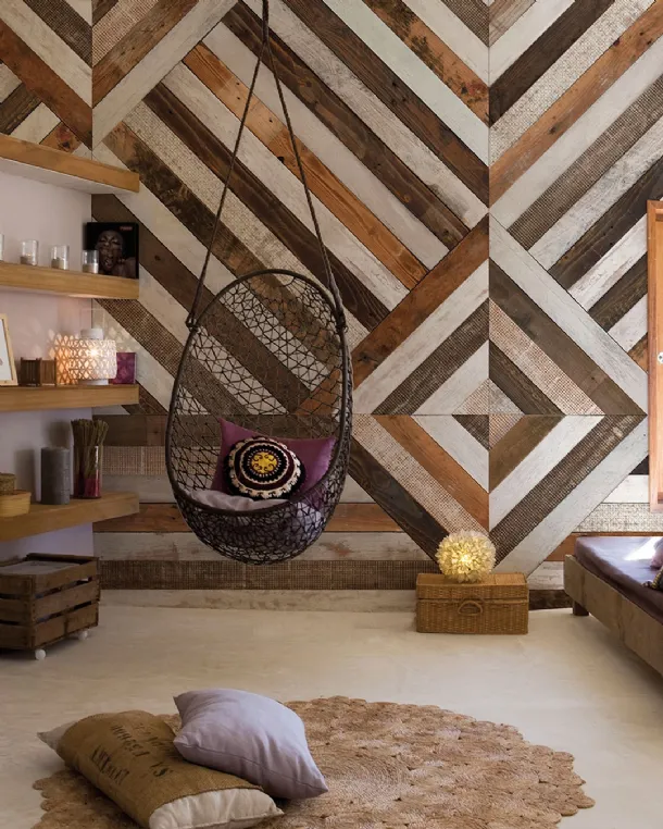 Carta da parati geometrica effetto legno Wooden di Inkiostro Bianco