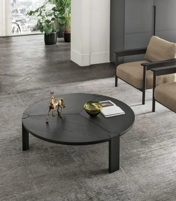 Tavolino Bite in legno rovere carbone di Tomasella
