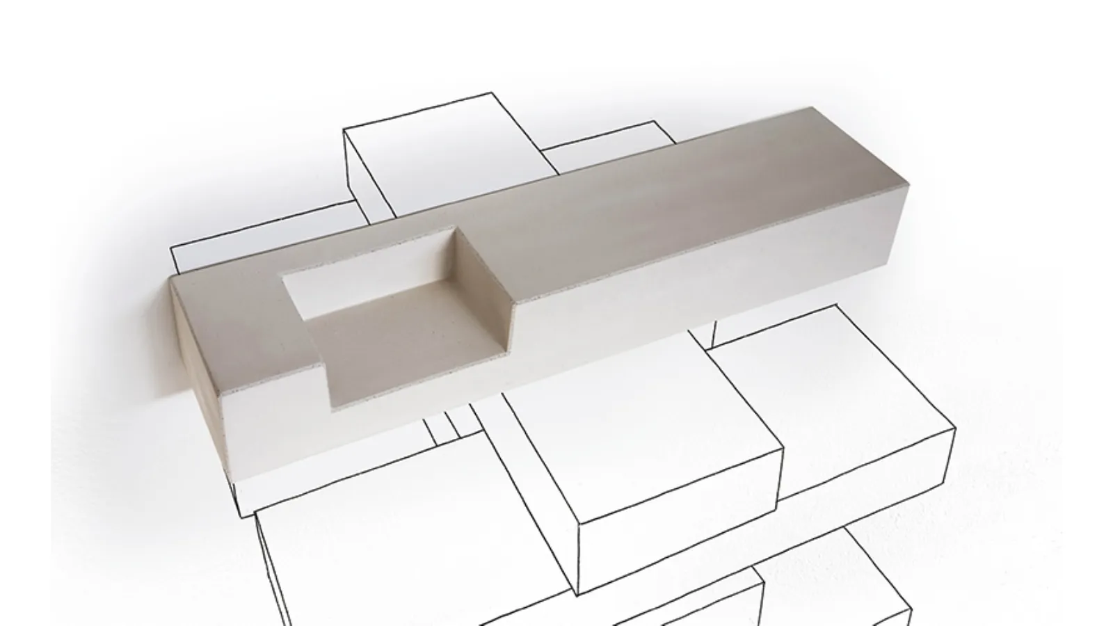 Mensola Concrete in cemento fibrorinforzato di Minotti Italia