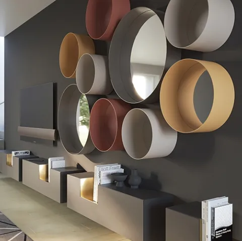 Specchi circolari da parete con cornice in metallo Dot di Minotti Italia