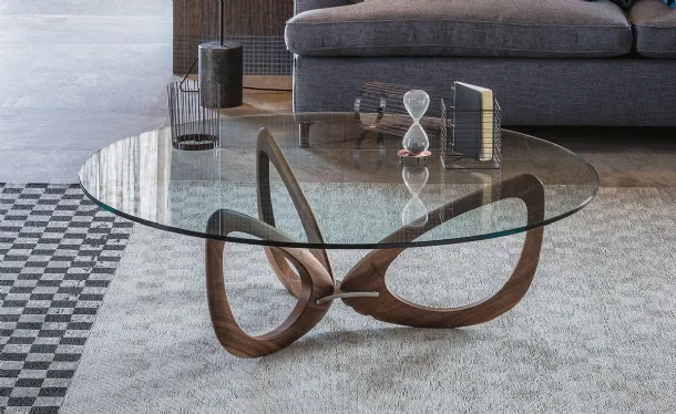 Tavolino in vetro con base in legno Helix di Cattelan Italia