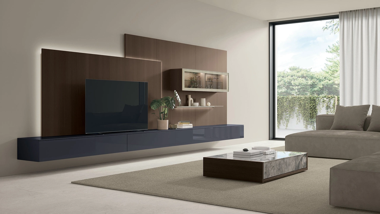 Tavolino Kenzo in glass decor e materico rovere di Tomasella