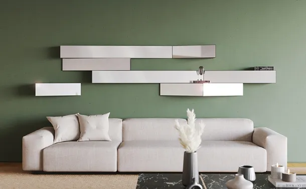 Mensole in metallo con specchio Look di Minotti Italia