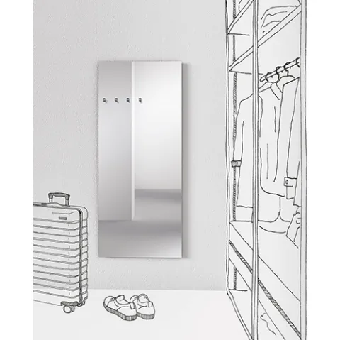 Specchio Appendiabiti in fusione di ottone cromato dal design minimal Chiodo Fisso Mirror di Minotti Italia