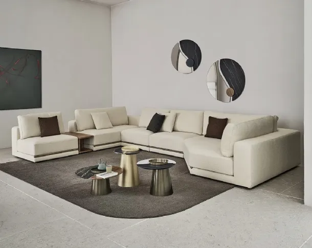 Specchio Luxor con elementi decorativi in marmo e legno di Bontempi