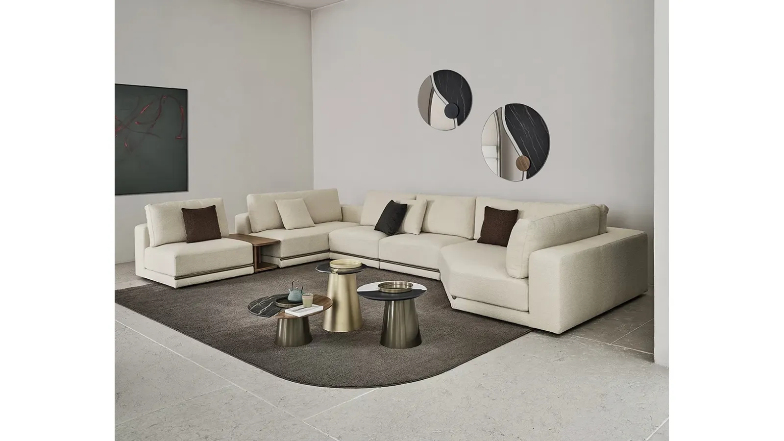 Specchio Luxor con elementi decorativi in marmo e legno di Bontempi