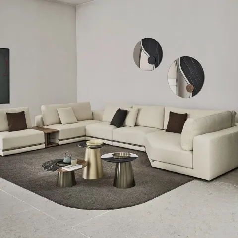 Specchio Luxor con elementi decorativi in marmo e legno di Bontempi