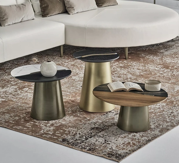 Tavolino Yang in legno e SuperMarmo di Bontempi