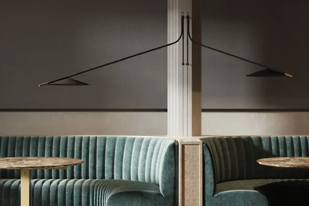Lampada sottile ed elegante da parete in metallo Glifo Applique di Pentalight