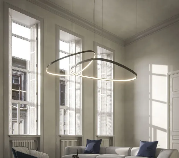 Lampada a sospensione Magellano Magnum in acciaio verniciato titanio di Cattelan Italia