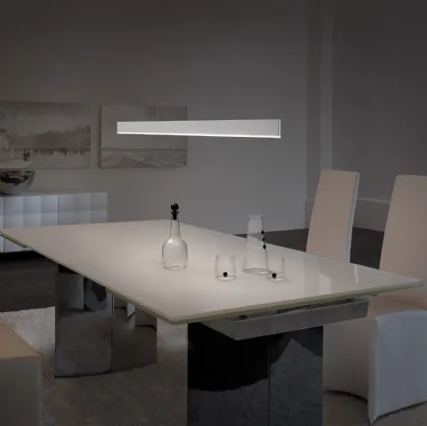 Lampada a sospensione con struttura in alluminio verniciato e diffusore in policarbonato satinato Riga di Zafferano