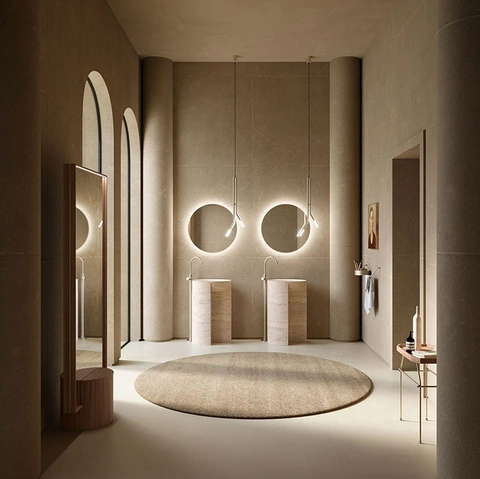 Lavabo Freestanding Des Evolution Caramel 01 in Resina Stone Travertino di Cerasa