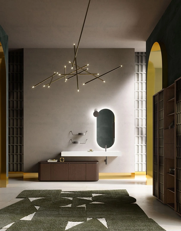 Mobile da Bagno con base in Rovere Termocotto Des Evolution Deep Green 02 di Cerasa