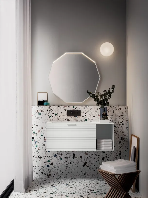 Mobile da Bagno Filo+ Plain Bianco opaco di Artesi
