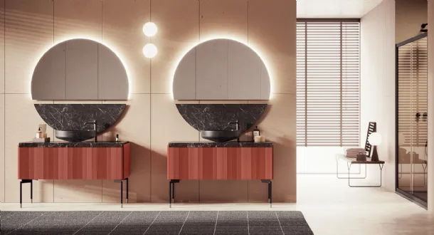 Mobile da Bagno Heritage in rovere laccato Cotto di Artesi