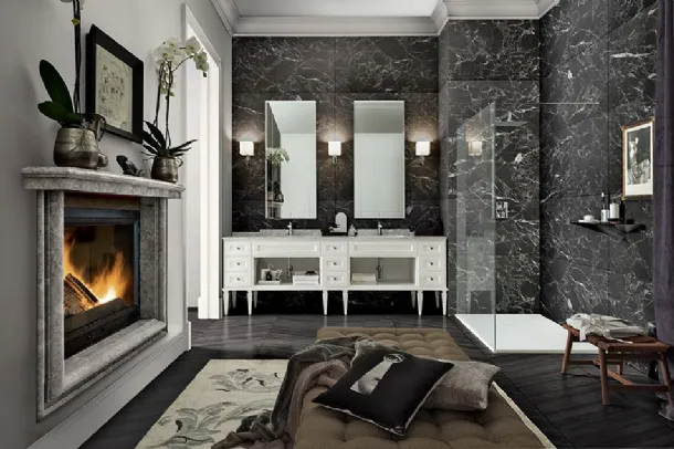 Mobile da Bagno York 01 in laccato Bianco di Cerasa