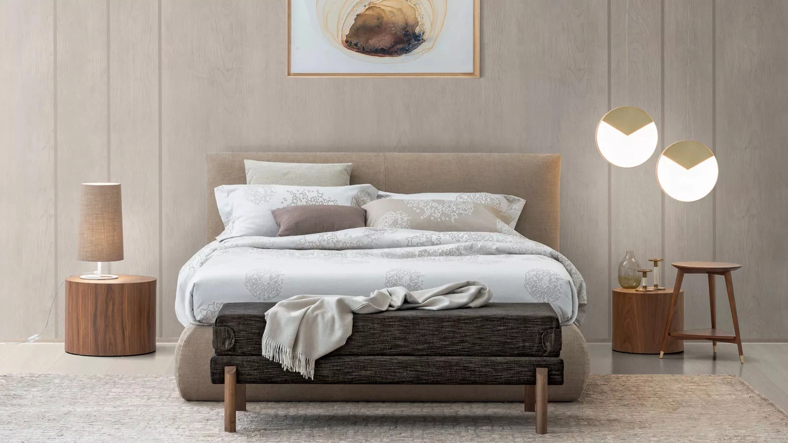 Letto Feeling in tessuto imbottito di Oggioni