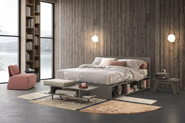 Letto in legno Pongo con box contenitore di Oggioni