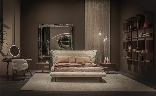 Letto di design Pascal in pelle e tessuto di Cattelan Italia