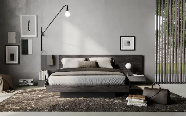 Letto Plan in legno con testiera di Fimar