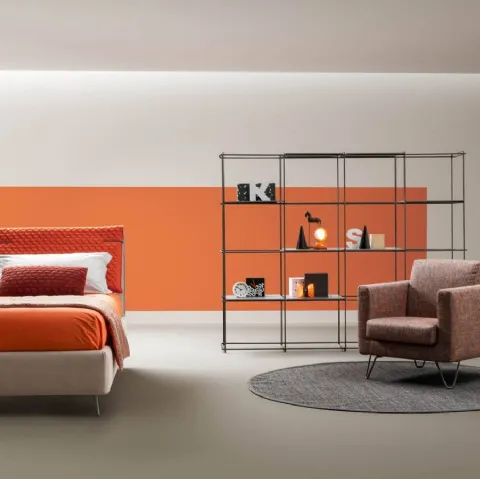 Letto singolo con testiera in tessuto trapuntato Spin di Bside