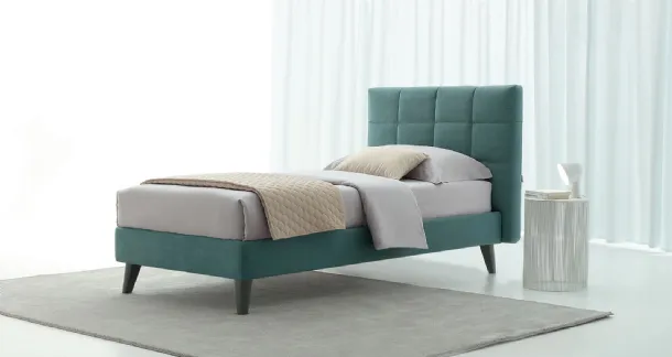 Letto singolo in tessuto con testiera trapuntata Epic di Oggioni