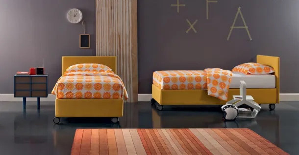 Letto singolo in tessuto con testiera Golf 203 di Oggioni
