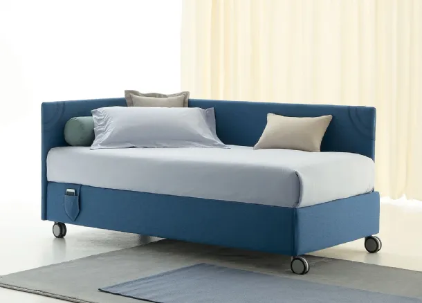 Daybed singolo Golf 219 Jeans Mode in tessuto con box contenitore di Oggioni