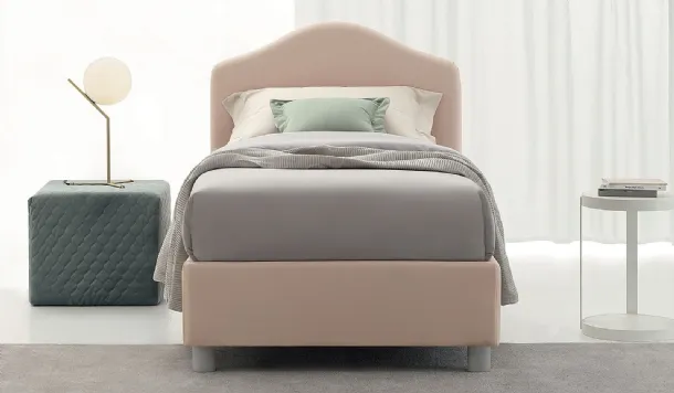 Letto singolo in tessuto Luxury con testiera sagomata di Oggioni
