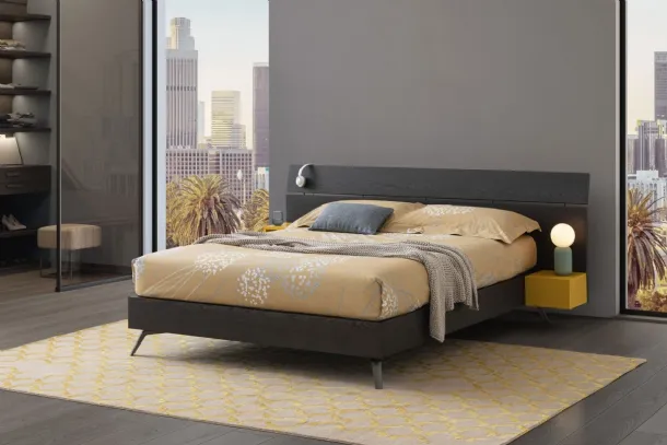 Letto in legno Vanquish Flap con testiera a doghe di Oggioni