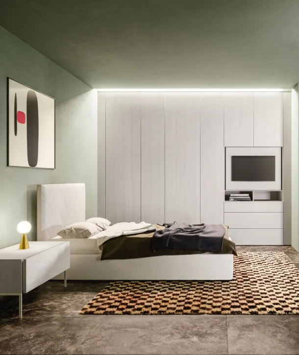 Letto con testiera in tessuto imbottito Icon Big di Zalf