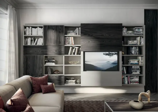 Libreria a muro Edis CF 064 in legno e laccato opaco di Fimar
