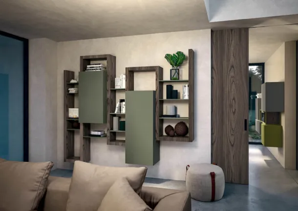 Libreria sospesa Side CF 034 in legno e laccato opaco di Fimar
