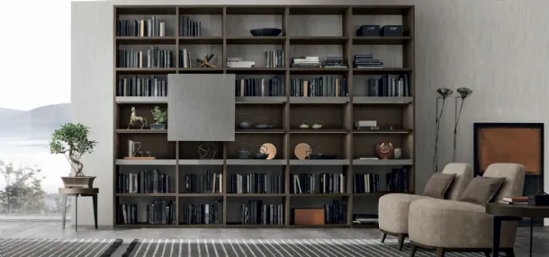 Libreria Atlante UNIT AT209 in materico rovere moka, materico piasentina scuro di Tomasella