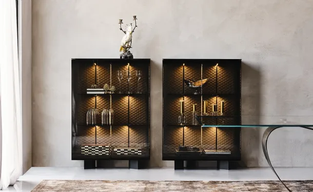 Madia in cristallo con schienale interno in ecopelle trapuntato Boutique Alta di Cattelan Italia