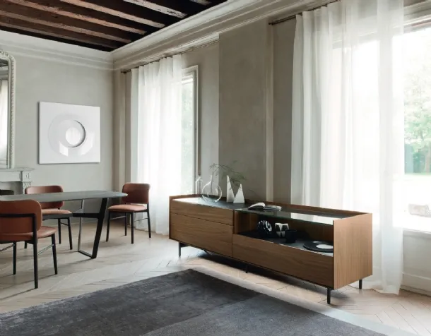 Madia Cabaret 56B in impiallacciato Noce e top in ceramica di Sangiacomo