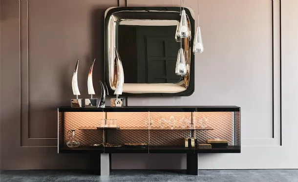 Madia in cristallo con schienale interno in ecopelle Boutique di Cattelan Italia
