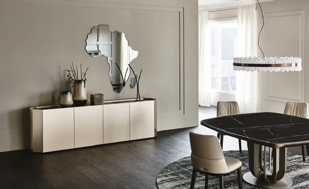 Madia in legno laccato e piano in cristallo Chelsea di Cattelan Italia