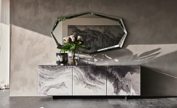 Madia Focus in cristallo extrachiaro con stampa artistica Crystalart di Cattelan Italia