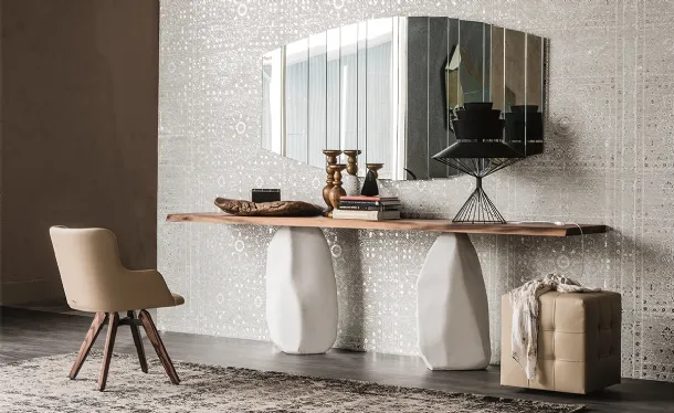 Consolle con piano in legno massello e gambe in cemento verniciato Rapa Nui di Cattelan Italia
