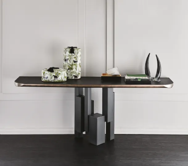 Consolle in Olmo e acciaio Skyline Wood-C di Cattelan Italia