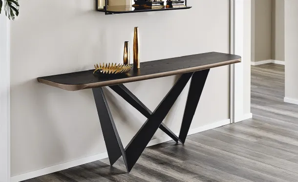 Consolle Westin Wood-C con top in legno e base in acciaio di Cattelan Italia