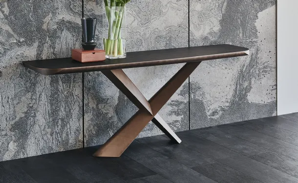Consolle con piano in legno massello e acciaio Terminal Wood-C di Cattelan Italia