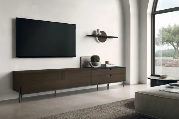 Mobile Porta Tv TIME UNIT TI 130 in CDF rovere moka di Tomasella