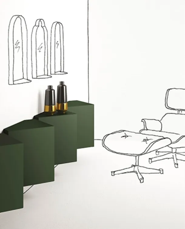 Mobile sospeso Ang laccato Verde di Minotti Italia