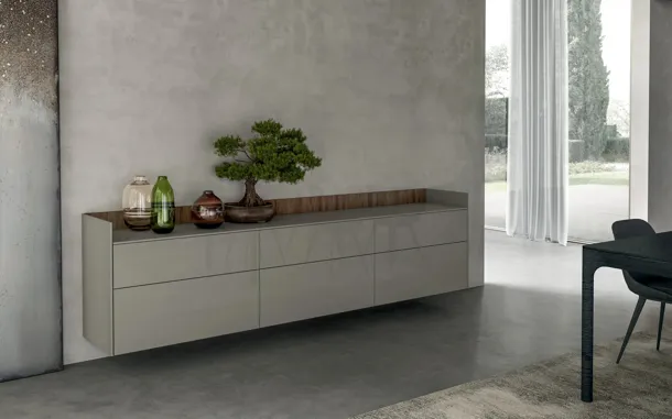 Mobile sospeso Living Time in laccato lucido di Arredo3